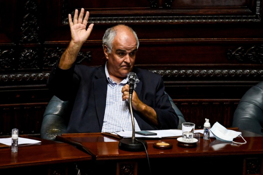 Gustavo Penades en Comisión Permanente del Senado en cámara de Senadores del Palacio Legislativo en Montevideo. Foto: Javier Calvelo / adhocFOTOS