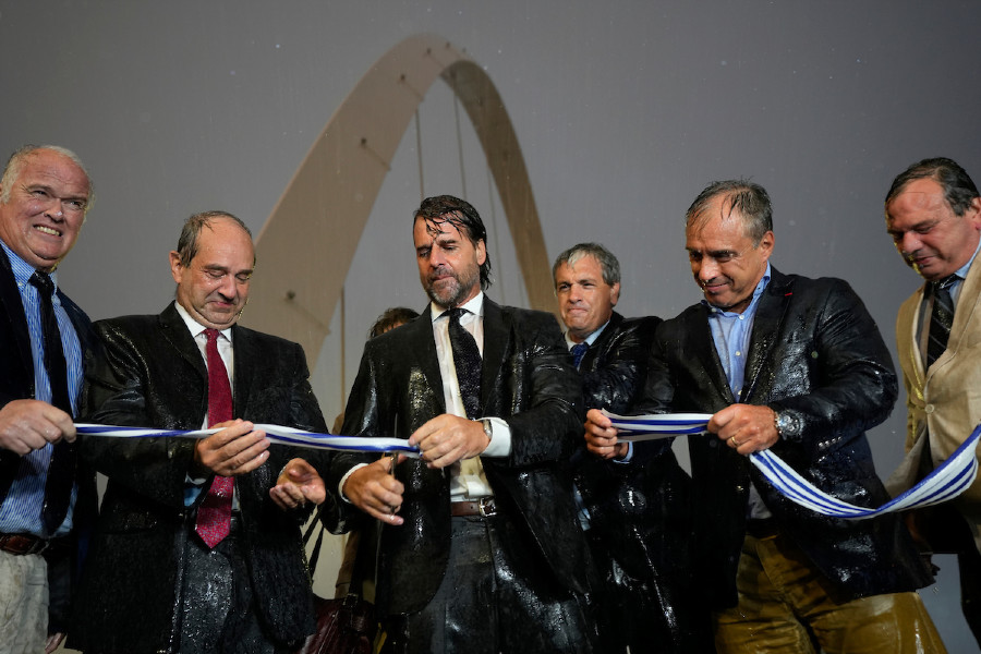 Luis Lacalle Pou durante la inauguracion del viaducto del Puerto de Montevideo. Foto: Daniel Rodriguez /adhocFOTOS