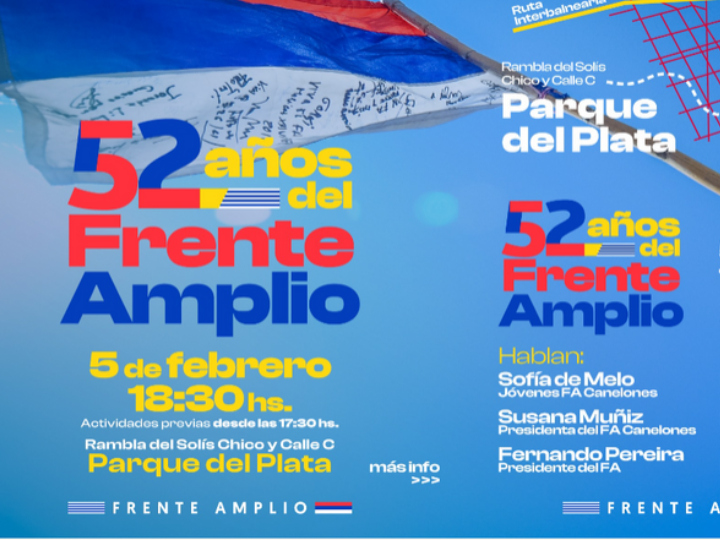 Flyer del acto por los 52 años del Frente Amplio. Foto: Frente Amplio.