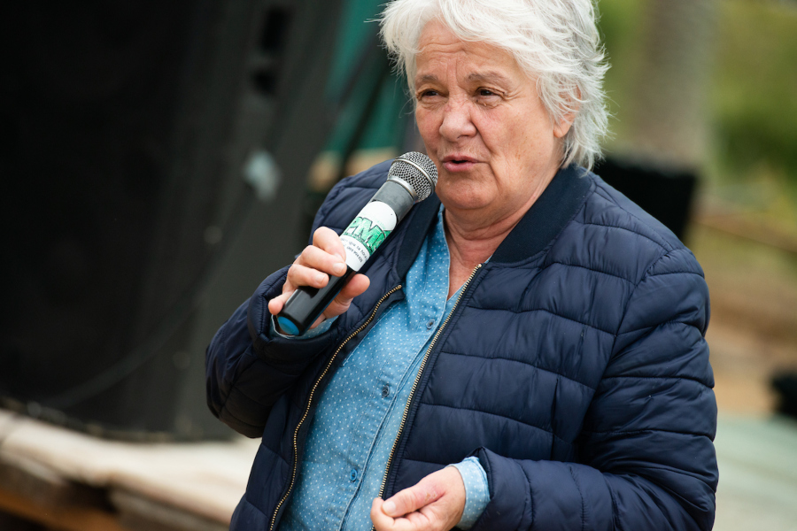 Lucía Topolansky durante el Día del Trabajador Rural en la Colonia Daniel Viglietti, Laguna Merín, Cerro Largo. Foto: Santiago Mazzarovich / adhocFOTOS.