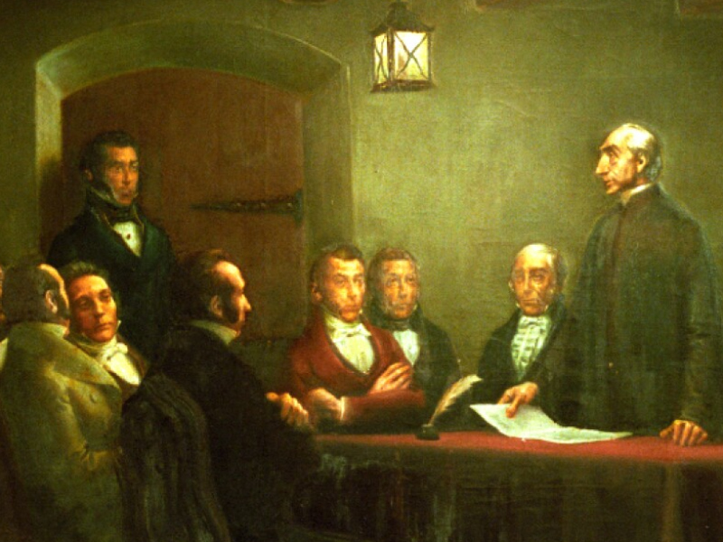 Detalle del cuadro Asamblea de la Forida, de Eduardo Amézaga (1943-1947).