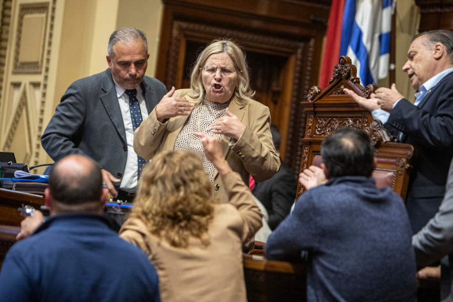 Sesion de la Asamblea General para discutir el levantamiento del veto a la ley de Casa de Galicia, en el Palacio Legislativo en Montevideo. Foto: Mauricio Zina / adhocFOTOS