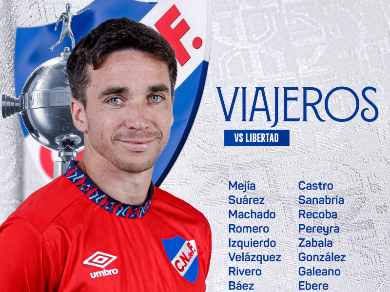 Lista de convocados para jugar el partido en Asunción entre Nacional y Libertad. Imagen: Twitter de Nacional.