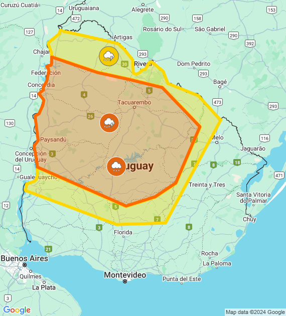 Advertencia naranja de Inumet.