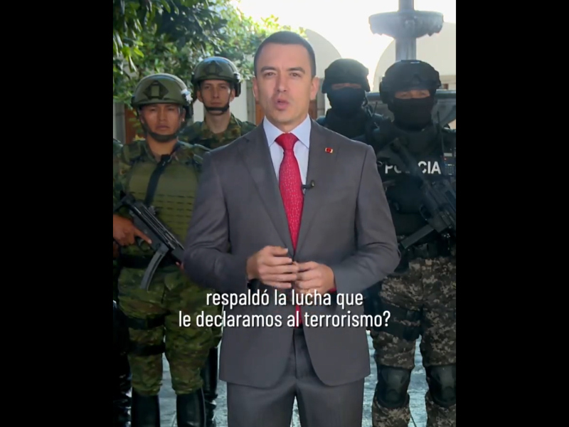 Daniel Noboa, presidente de Ecuador. Imagen: Twitter de Daniel Noboa.