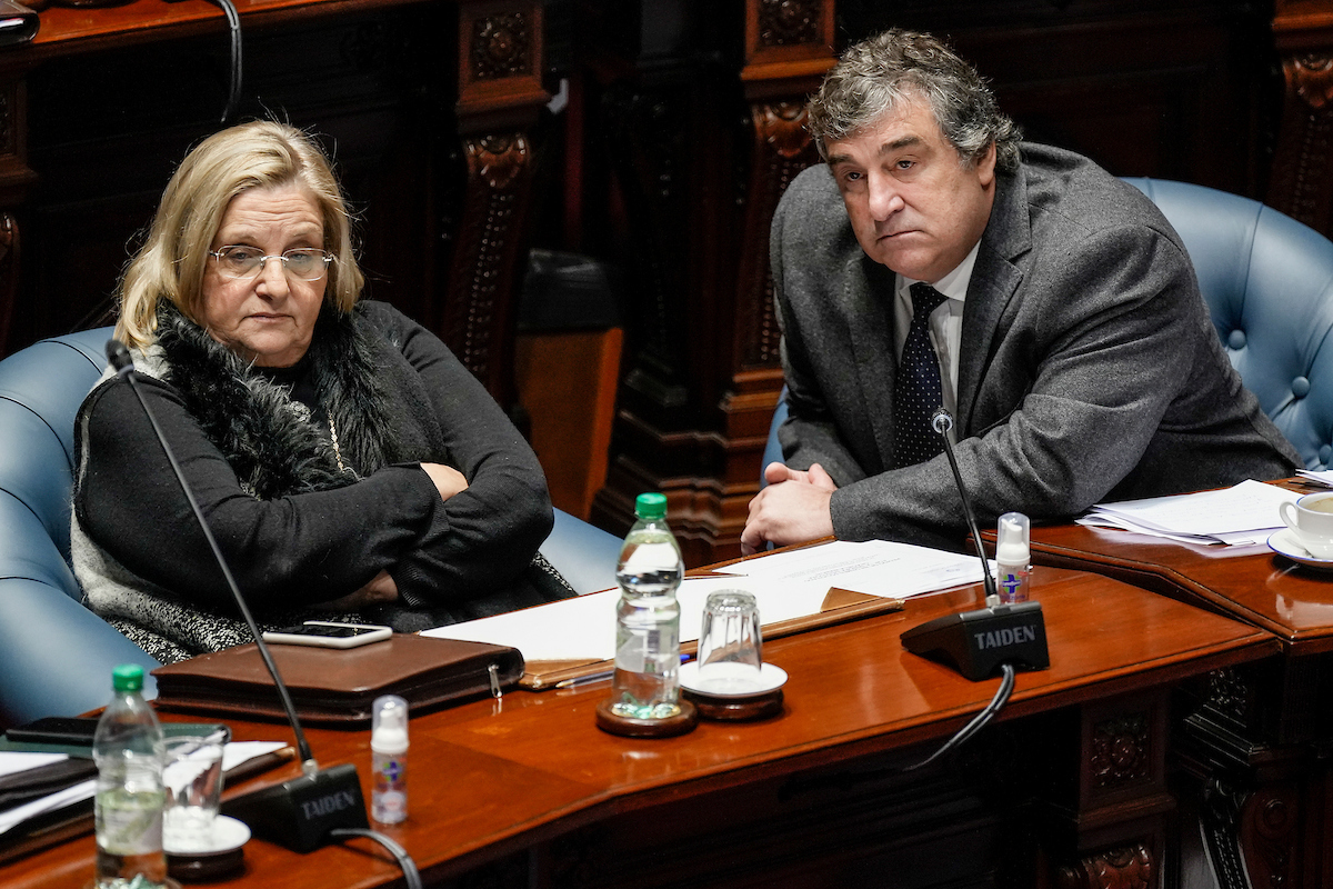 Graciela Bianchi y Sergio Botana durante la sesión en la Cámara de Senadores. Foto: Javier Calvelo/ adhocFOTOS