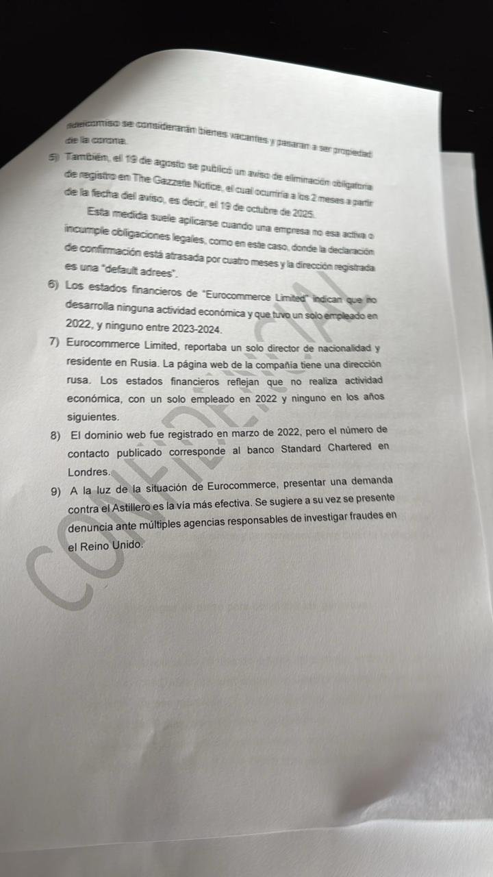 Documento de Presidencia sobre investigación a Cardama.
